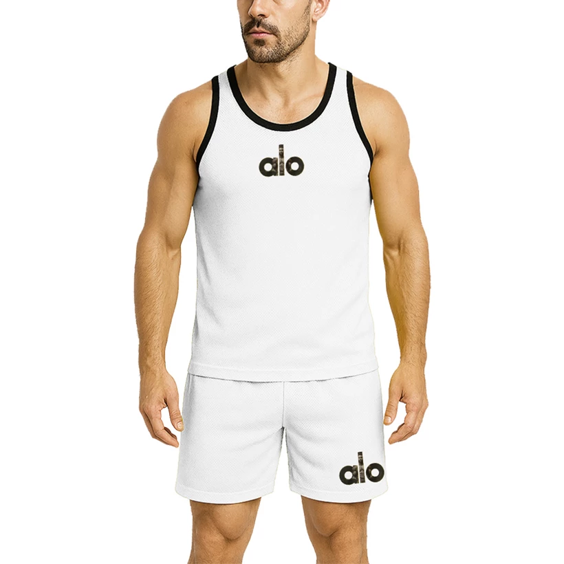 ست  تاپ وشلوارک ورزشی مردانه الو یوگا مدل سوزنی کد 801181